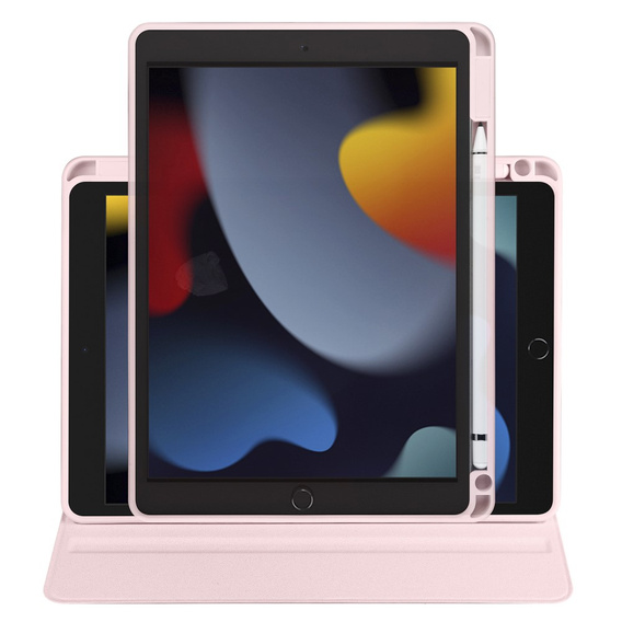 Θήκη για iPad 10.2" 2021/2020/2019 (9/8/7 gen.), με υποδοχή γραφίδας, περιστρεφόμενη κατά 360°, ροζ