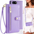 Θήκη με πτερύγιο για iPhone 16E, Wallet Zipper Pocket, μωβ