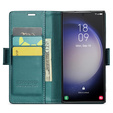 Θήκη για Samsung Galaxy S24 Ultra, ERBORD Glossy Litchi, πορτοφόλι με πτερύγιο, πράσινη