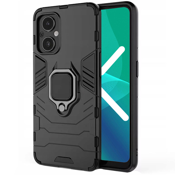 Θήκη για Oppo Reno7 Lite, Kickstand Ring, μαύρη