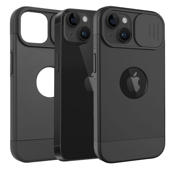 Θήκη ERBORD MagSafe Cam Slider, μαύρη + γυαλί για την οθόνη για iPhone 13 / iPhone 14
