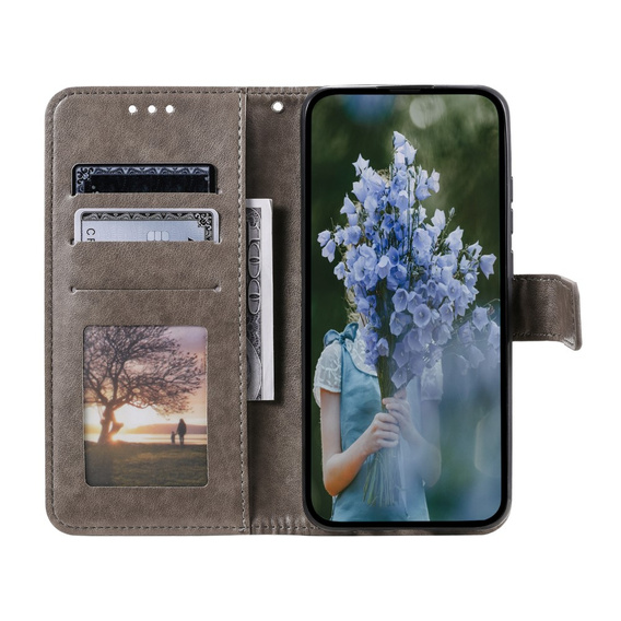 Θήκη με πτερύγιο για Xiaomi Redmi Note 13 Pro+, Mandala, γκρι