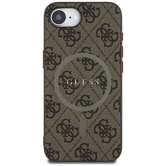 GUESS Θήκη για iPhone 16E, 4G Ring Classic Logo, καφέ