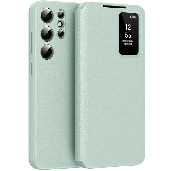 Αναδιπλούμενη θήκη για Samsung Galaxy S24 Ultra, Smart View Wallet, πράσινη