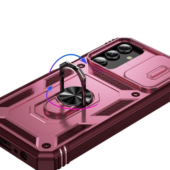 Θήκη για Samsung Galaxy S24+ Plus, CamShield Slide, ροζ / κόκκινο