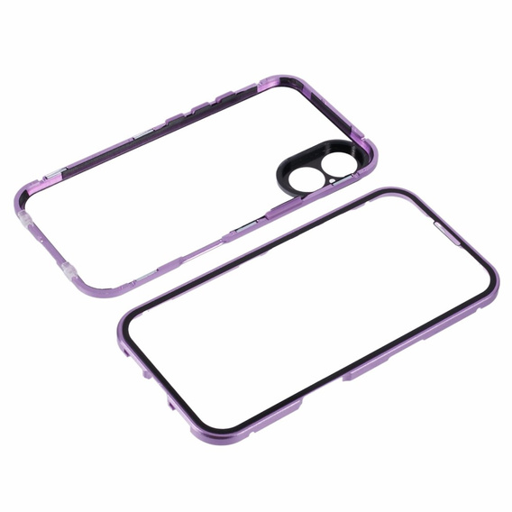 θήκη για το iPhone 16, Magnetic Dual Glass, μωβ