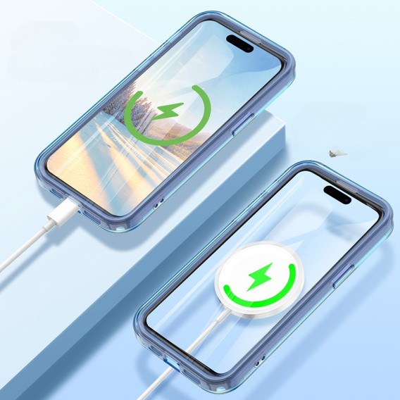 Θήκη για iPhone 16 Pro, Shockproof Hybrid, με μεμβράνη οθόνης, για MagSafe, μπλε