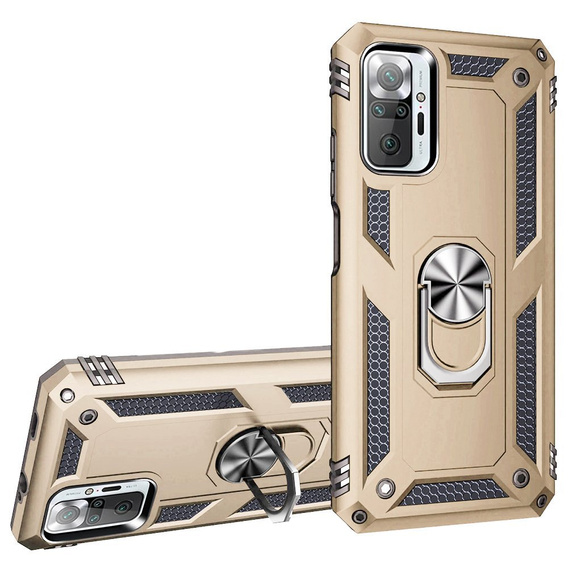 θωρακισμένη θήκη για Xiaomi Redmi Note 10 Pro, Nox Case Ring, χρυσή