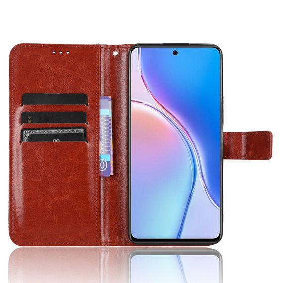 Θήκη με πτερύγιο για Huawei Nova 11i, Crazy Horse Wallet, καφέ