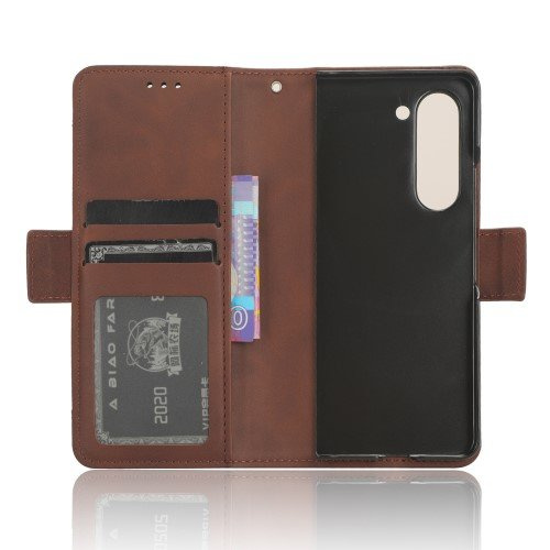 Θήκη με πτερύγιο για Samsung Galaxy Z Fold 5 5G, Card Slot, καφέ