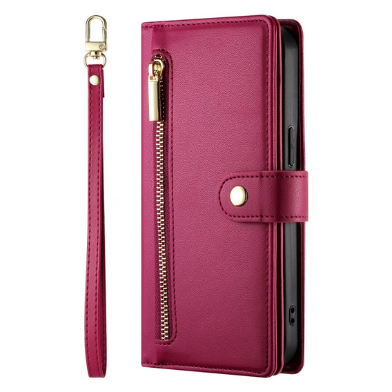 Θήκη με πτερύγιο για Xiaomi Redmi Note 14 Pro 5G / Poco X7 5G, Wallet Zipper Pocket, κόκκινη