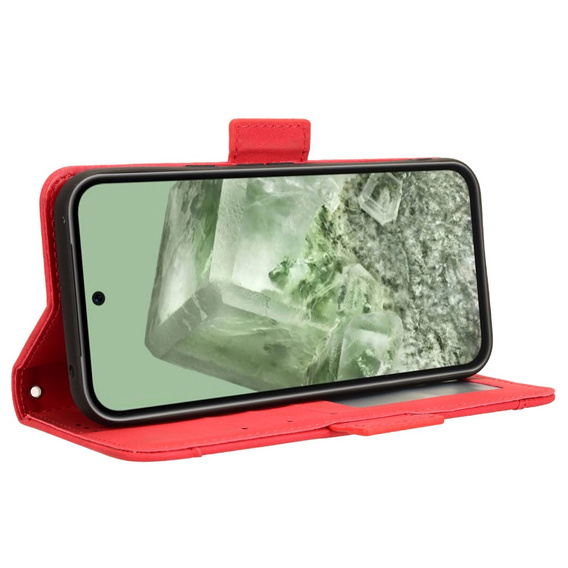 Θήκη με πτερύγιο για Google Pixel 8A, Card Slot, κόκκινη