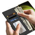 Αναδιπλούμενη θήκη για Samsung Galaxy S23 Ultra, GKK Mirror Wallet, μαύρη