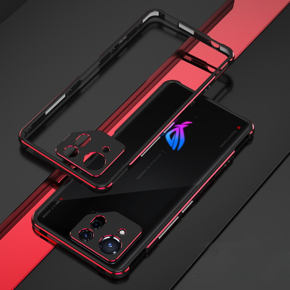 Θήκη για ASUS ROG Phone 8 Pro, Armor Bumper, με κάλυμμα φακού, μαύρο / κόκκινο