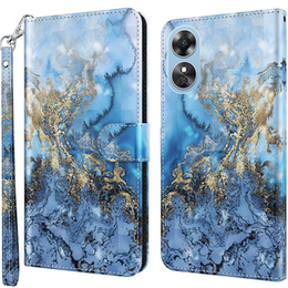 Θήκη με πτερύγιο για Oppo A17, Wallet, Marble μπλε