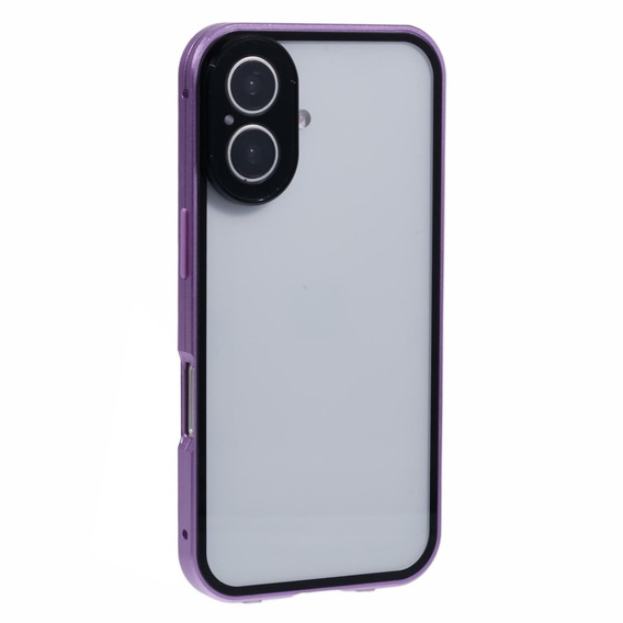 θήκη για το iPhone 16, Magnetic Dual Glass, μωβ
