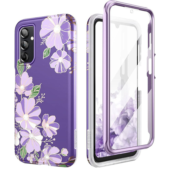 Θήκη για Samsung Galaxy A14 4G/5G, Suritch Full Body Flowers, μωβ