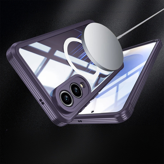 Θήκη για Samsung Galaxy S25 Edge, Shockproof, με γυαλί, για MagSafe, μωβ