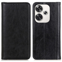 θήκη με πτερύγιο για Xiaomi Poco F6, Split Leather, μαύρη