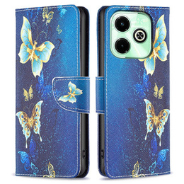 Θήκη με πτερύγιο για Infinix Hot 40i, Wallet, Butterflies μπλε