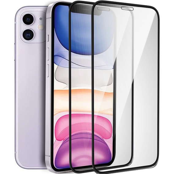 2x Μετριασμένο γυαλί για iPhone XR / 11, ERBORD 3D πλήρης οθόνη