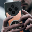 Θήκη για Oppo Reno 12F / 12S, με μαγνητική πλάκα, διαφανής / μαύρη