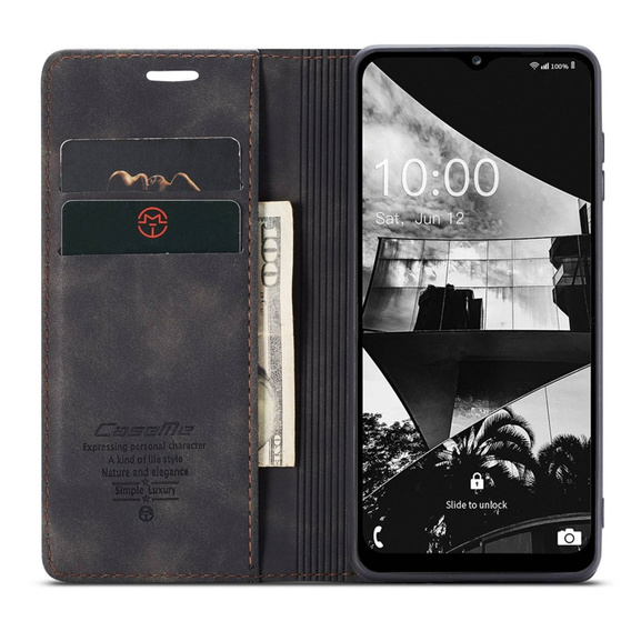 θήκη CASEME για Samsung Galaxy M33 5G, Leather Wallet Case, μαύρη