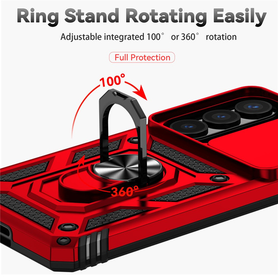 Θήκη με βάση και προστατευτικό φακού για Samsung Galaxy S26, κόκκινη