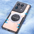 Θήκη για Motorola Edge 50 Ultra, με μαγνητική πλάκα, διαφανής / μαύρη
