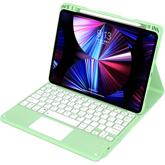 Θήκη + πληκτρολόγιο iPad Air 10.9 4 2020 / 5 2022, Touchpad, πράσινη