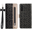 θήκη πτερύγιο για Samsung Galaxy A34 5G, Wallet Pocket Zipper Lace, μαύρη