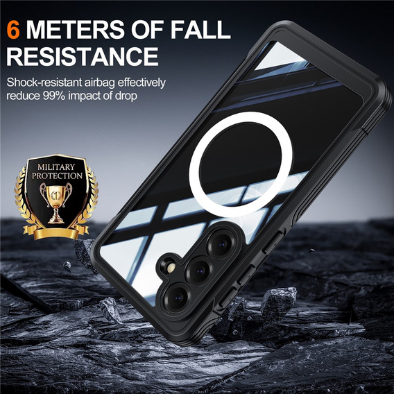 Θήκη Shockproof με γυαλί, για MagSafe για Samsung Galaxy S26 Plus, μαύρη