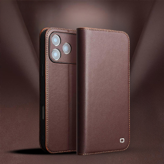 QIALINO δερμάτινη θήκη πορτοφόλι για iPhone 17 Pro Max - καφέ