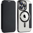 Θήκη με πτερύγιο για iPhone 15 Pro Max, RFID Wallet MagSafe CamShield, μαύρη