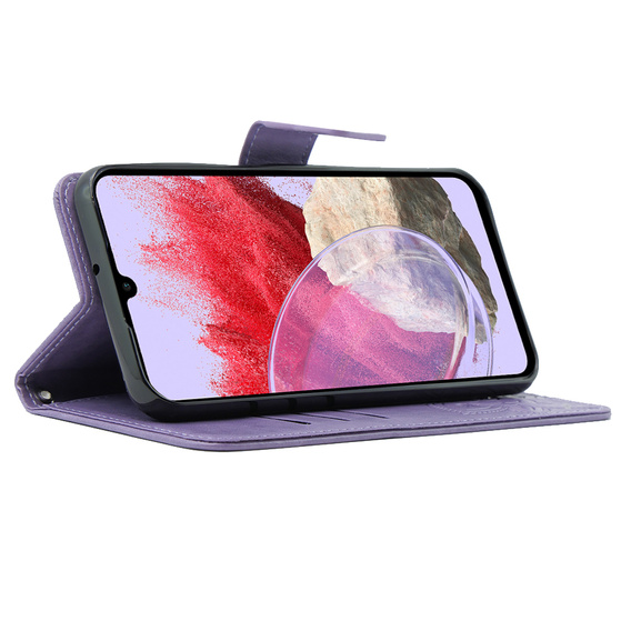 Θήκη με πτερύγιο για Samsung Galaxy M34 5G, Butterfly, μωβ