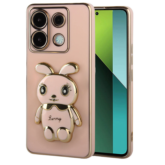 Θήκη για Xiaomi Redmi Note 13 Pro 5G, Rabbit, ροζ + μετριασμένο γυαλί 9H