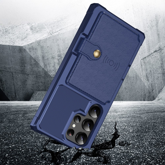 Θήκη για Samsung Galaxy S24 Ultra Card Holder Kickstand, Card Holder Kickstand, μπλε