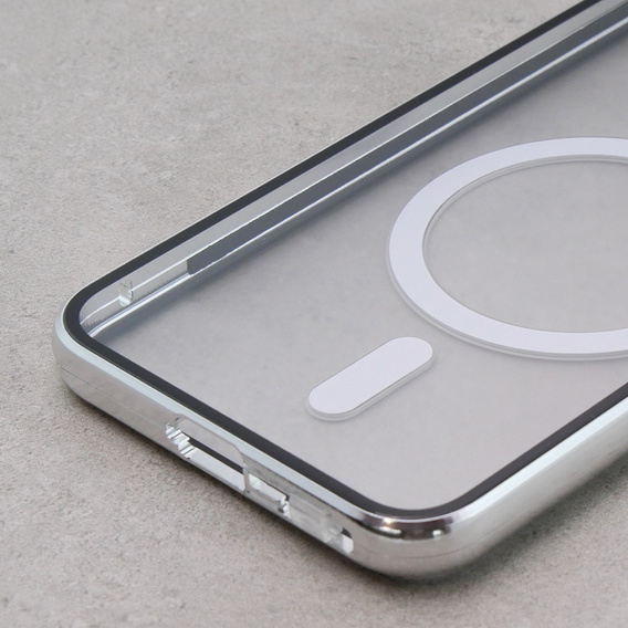 Μαγνητική θήκη MagSafe Dual Glass για Samsung Galaxy S23+ Plus, ασημένια