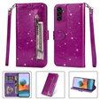 Θήκη με πτερύγιο για Samsung Galaxy A35 5G, Wallet Zipper Pocket Glittery, μωβ