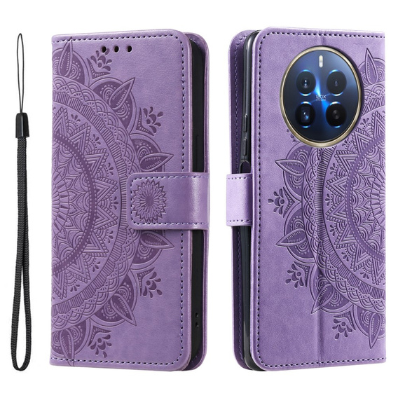 Θήκη με πτερύγιο για Realme 12 Pro 5G / 12 Pro+ 5G, Mandala, μωβ