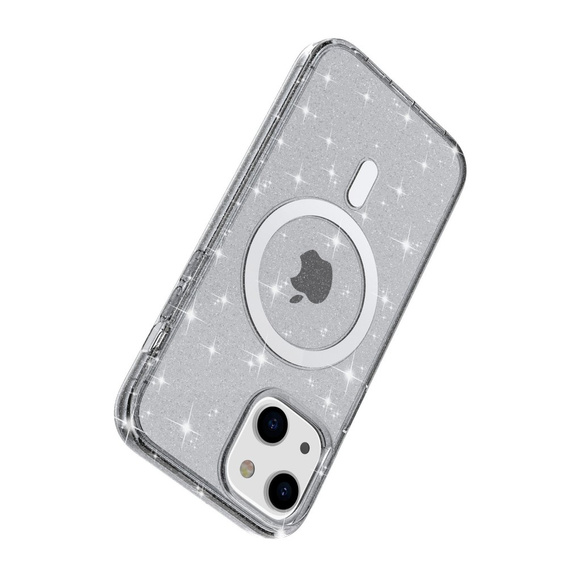 θήκη για iPhone 14 Plus, Glittery, για MagSafe, μαύρη