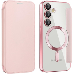 Θήκη με πτερύγιο για Samsung Galaxy S25 FE, RFID Wallet MagSafe CamShield, ροζ