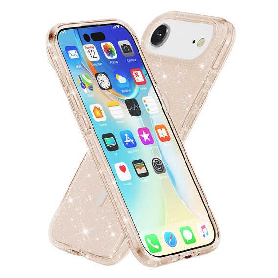 Θήκη για iPhone Air, για MagSafe, glitter, ημιδιαφανές χρυσό