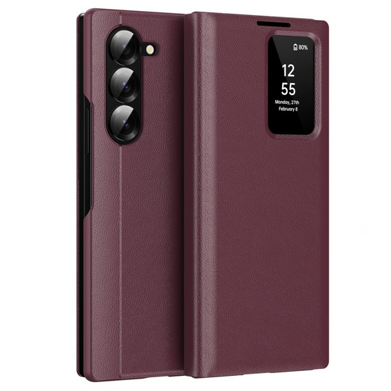Αναδιπλούμενη θήκη για Samsung Z Fold6 5G, Smart View Wallet, μπορντό