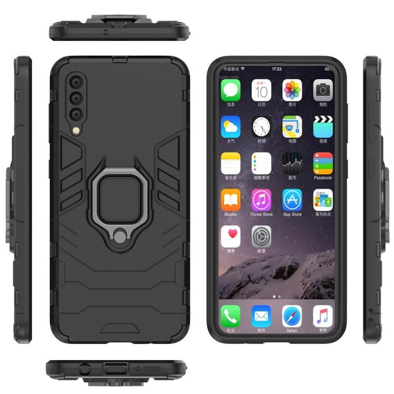 Θήκη για Samsung Galaxy A50, Kickstand Ring, μαύρη