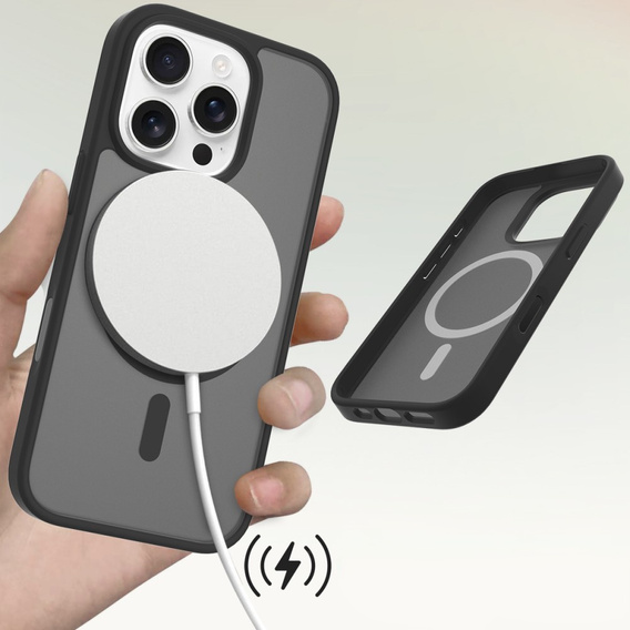 Θήκη ERBORD MagSafe για iPhone 16 Pro, Matte Case, ενεργό κουμπί, ματ / μαύρο