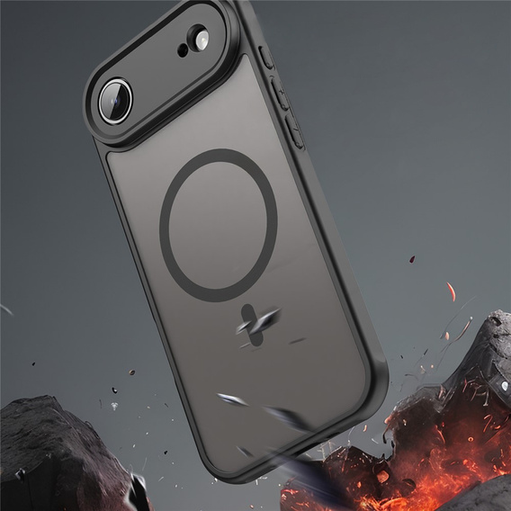 Ματ θήκη για iPhone Air, για MagSafe, με προστασία κάμερας, μαύρο ματ