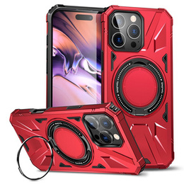 Θήκη για iPhone 16 Pro, θωρακισμένη με βάση και λαβή, κόκκινη