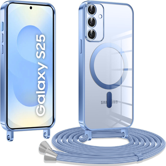Θήκη για Samsung Galaxy S25, Electro MagSafe, μπλε + κορδόνι