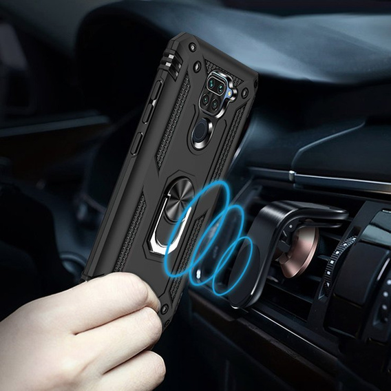 θωρακισμένη θήκη για Xiaomi Redmi Note 9, Nox Case Ring, μαύρη